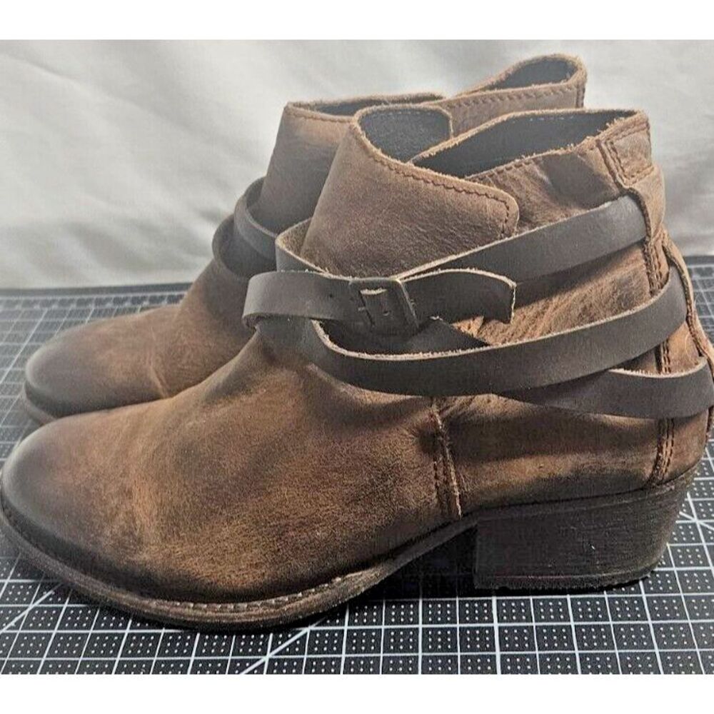 H by Hudson brown leather Horrigan LOW ankle cowboy boots woman Sz 40/US 8